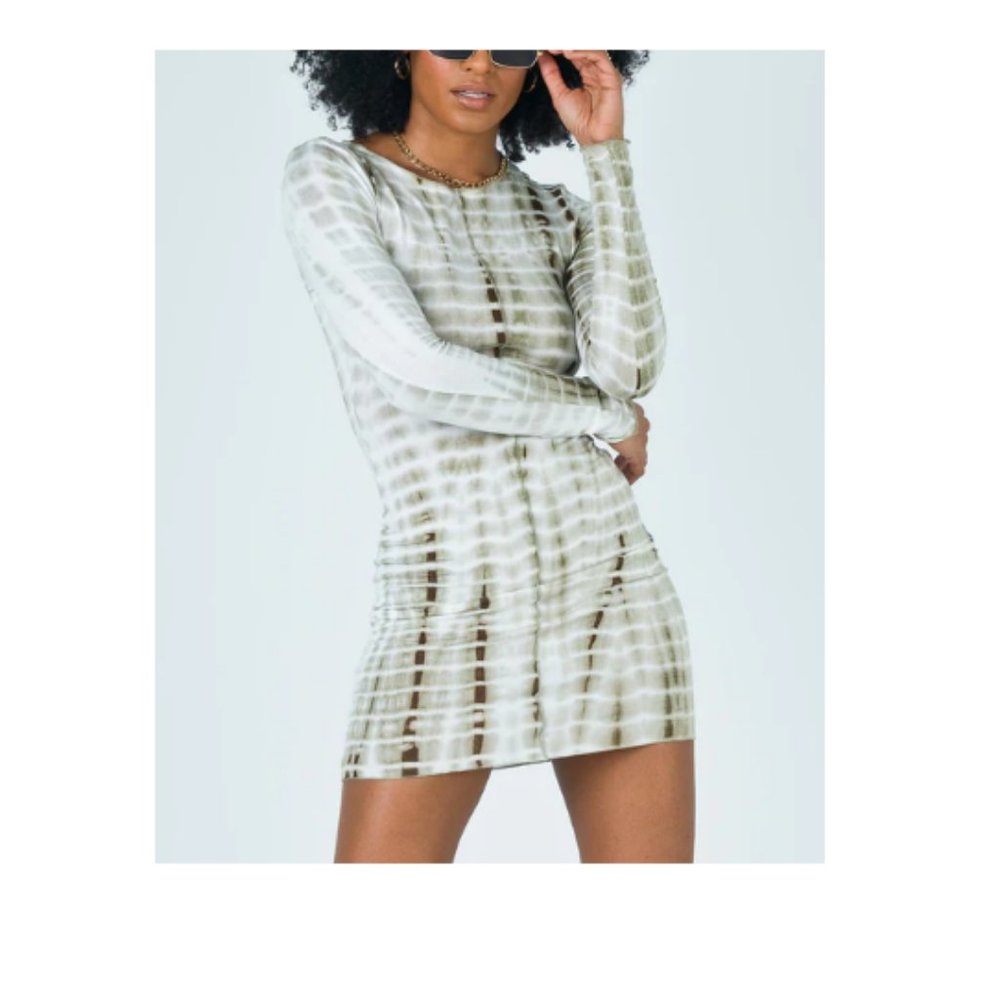 Princess Polly Women's Green White Joani Tie Dye Mini Dress Size 0